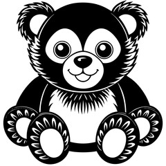 Obraz premium Adorable Black and White Cartoon Teddy Bear Illustration