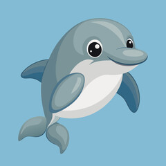Adorable Cartoon Dolphin Illustration for Childrens Book