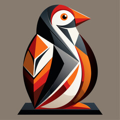 Abstract Geometric Penguin Illustration in Bold Colors
