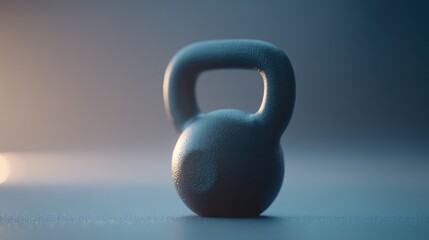 Fototapeta premium solitary kettlebell positioned on smooth concrete floor in well-lit gym symbolizing strength and discipline