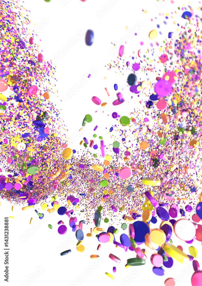 Poster sunburst and colorful confetti background frame illustration