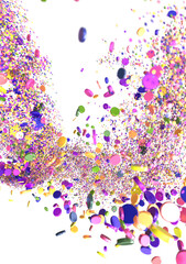 Sunburst and colorful confetti background frame illustration