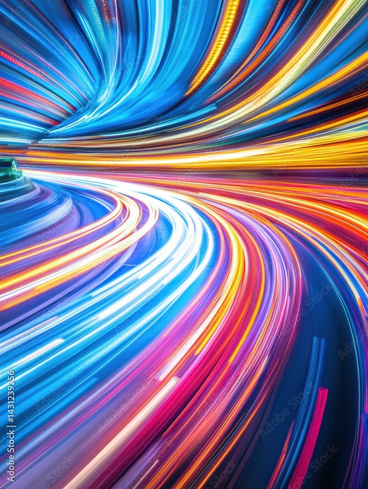 Aufkleber abstract light trails in motion dynamic curvature of vibrant colors flowing through time and space