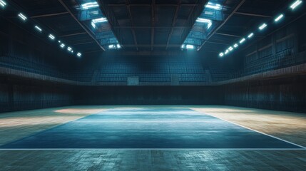 A stunning image of spotlit Wrestling Mat in an Empty Arena.