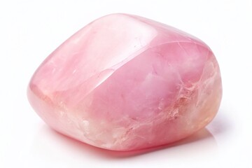 Luminous Rose Quartz Gemstone, Isolated on White Background - Low Light Photography