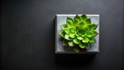 Serene Succulent in Minimalist Stone Planter, a Study in Green and Grey Tones