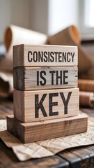 Wooden blocks stacked with the message “Consistency is the Key,” symbolizing dedication, perseverance, and the essential role of routine in achieving long-term success.








