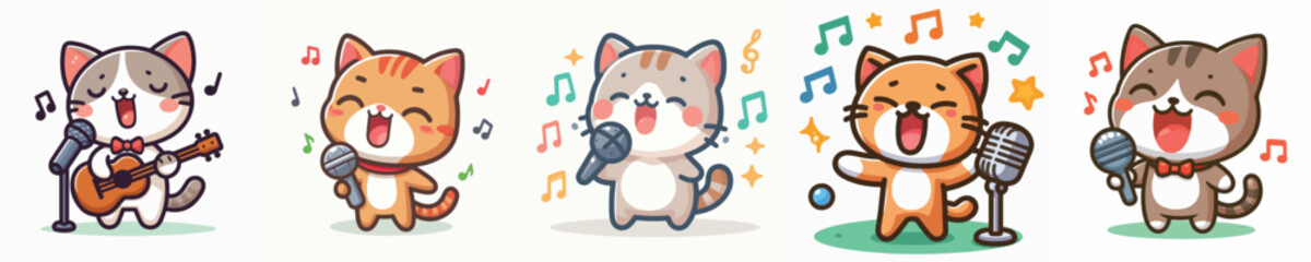 Vector of a cat singing.