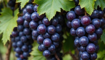 Fototapeta premium Ripe Purple Grapes Hanging on Vine