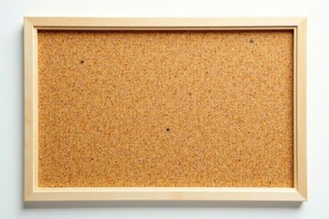 Fototapeta premium Rectangular corkboard, smooth edges, white backdrop , cork, background