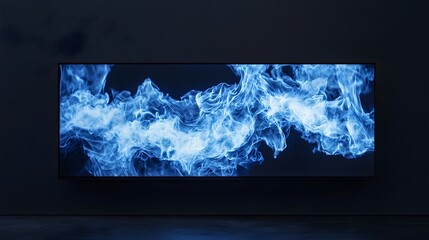 Blue Abstract Smoke Wave on Dark Background for Digital Art Use