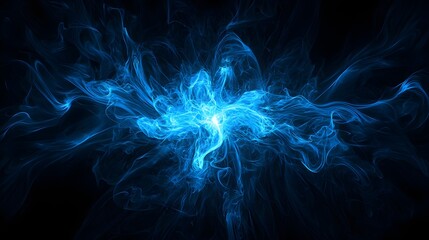 Blue Abstract Light Smoke Effect in Dark Atmosphere Background