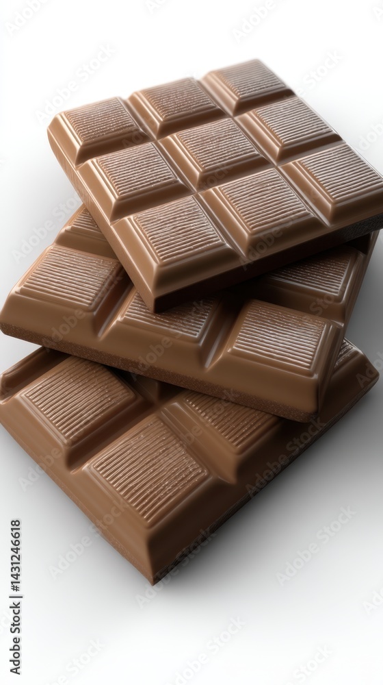 Aufkleber stack of decadent milk chocolate bars on a clean white background casting soft shadows in a studio s