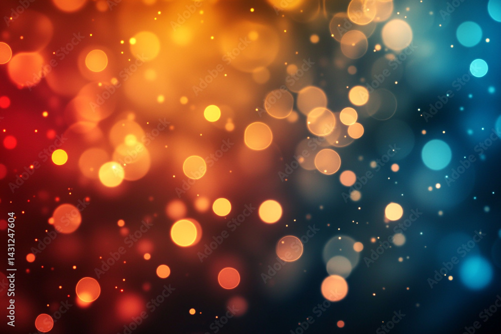 Poster abstract background with warm and cool bokeh lights glowing in the dark