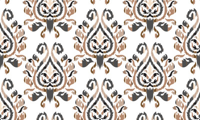 Hand draw Ikat floral paisley embroidery.Ikat ethnic oriental pattern traditional.great for background ,curtain, carpet, wallpaper, clothing, wrapping,batik.