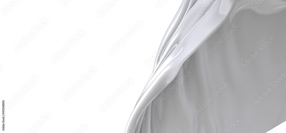 Poster close-up of a white fabric drape, showcasing its texture and folds. the fabric is illuminated by a s