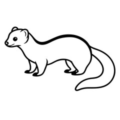 Graceful Ferret in Simple Line Art