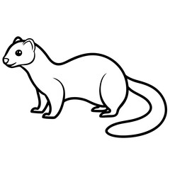 Graceful Ferret in Simple Line Art