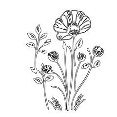 Elegant floral line art composition for minimalist design and creative projects
