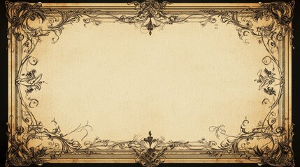 An ornate vintage frame with floral details surrounds the creamy textured space for a wedding invitation back design, perfect for an elegant antique celebration.