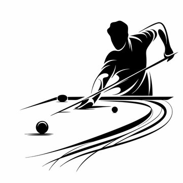 recommend clip art: Silhouette of a Billiards Player Aiming at a Cue Ball  