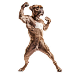 "Strong Canine Posing" - A muscular boxer dog, displaying extraordinary strength and physique, stands tall in a powerful pose, embodying the spirit of determination and vigor.