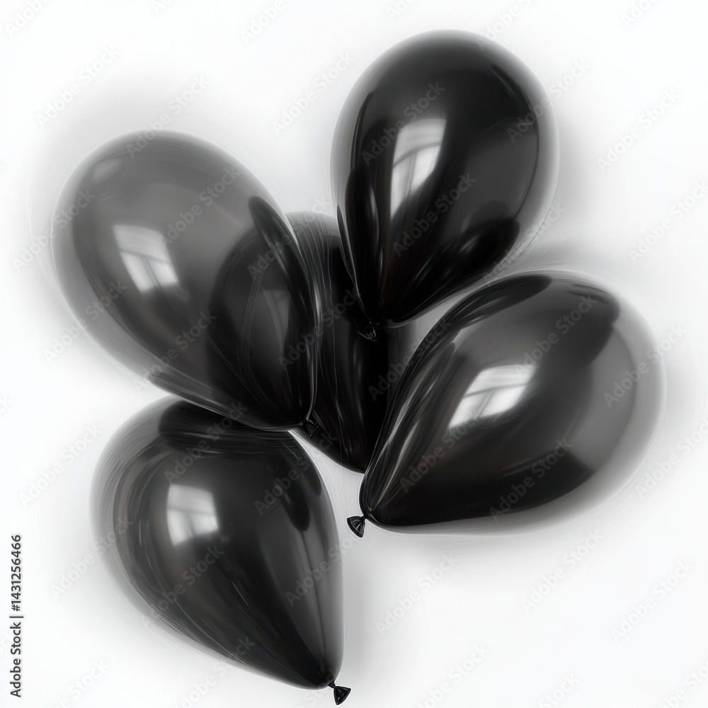 Poster elegant black balloons floating against a pristine white backdrop creating a minimalist and modern a