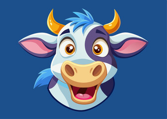 Happy Cartoon Cow Head Illustration for Kids