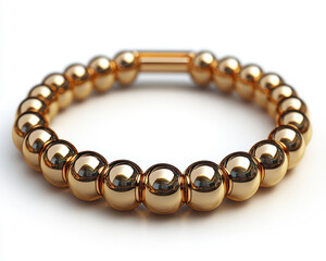 Obraz premium High-Quality Image of Gold Plated Bead Cuff Bracelet Isolated on White Background for Jewelry Design
