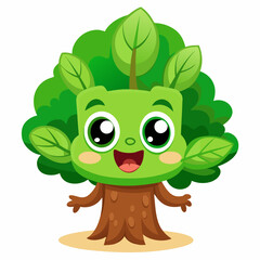 Happy Cartoon Tree Character Illustration for Kids