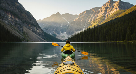 Kayaking on a Mountain Lake