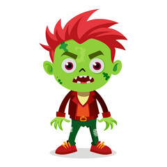 Cute Cartoon Zombie Boy Character Design for Halloween
