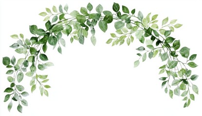 Lush Green Watercolor Foliage Garland Arch