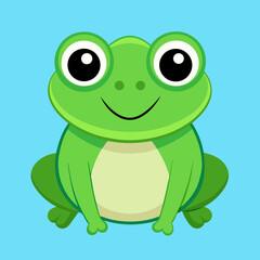Adorable Cartoon Frog Illustration Happy Amphibian Character