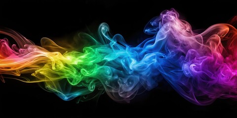 Vibrant smoke tendrils dance across a dark canvas, forming an otherworldly aura, artistic, mystical