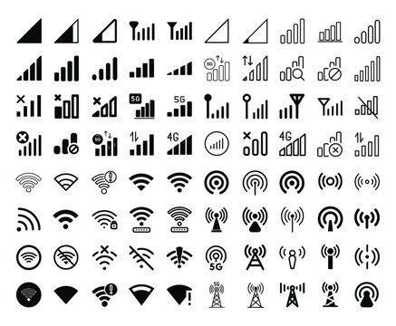 Mobile Network, Wi-Fi Signal, Hotspot Signal Icon Pack