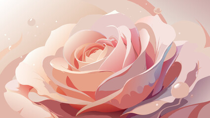 Closeup of a Delicate Peach Rose with Soft Background