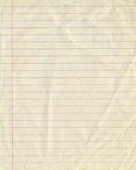 Natural lined crumpled vintage paper page background. Old antique notebook sheet paper texture. old...