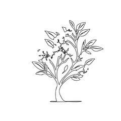 Minimalist tree drawing showing loss of leaves or transformation concept