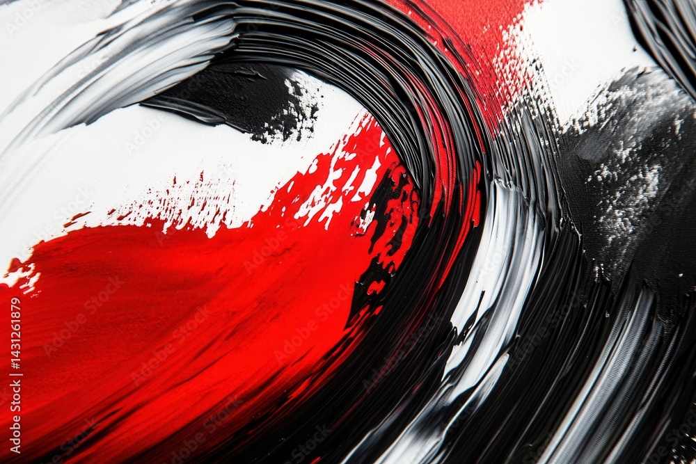Aufkleber abstract acrylic painting with bold strokes of red black and white creating a dynamic and modern vis