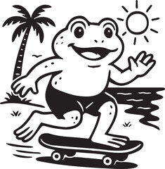 funny frog on skate