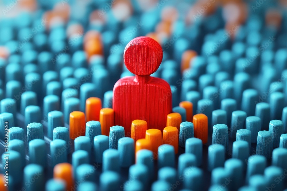 Aufkleber colorful abstract representation of individuality and uniqueness in a crowded environment with red f