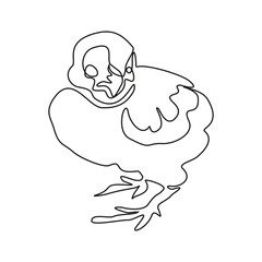 Single continuous line drawing the chick. Cute little chicken. One line design vector illustration