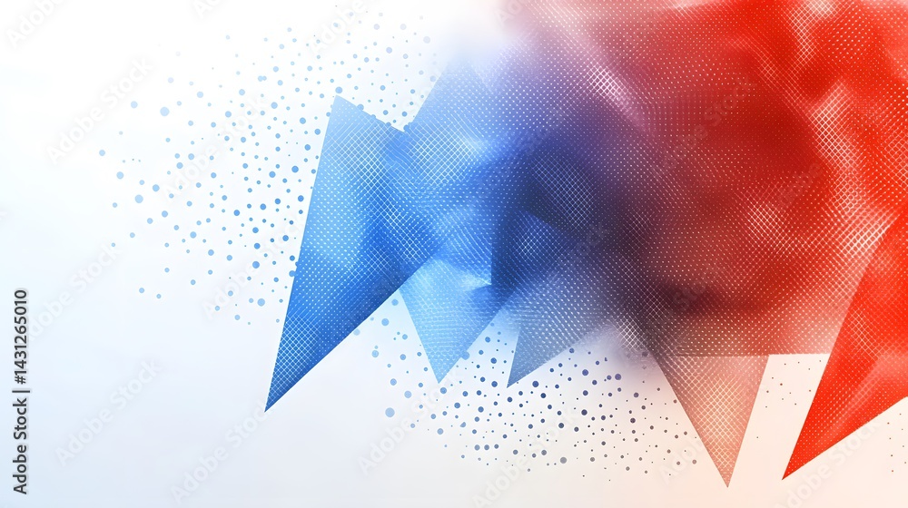 Poster abstract background with overlapping red and blue shapes