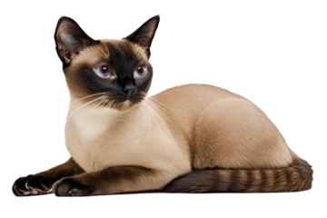 Siamese Cat with Striking Blue Eyes: A stunning Siamese cat with a distinctive pointed coat, piercing blue eyes, and elegant posture, gazing inquisitively, radiating feline charm and grace.