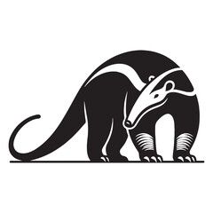 Fluid-line anteater silhouette vector for smooth, modern visuals – anteater silhouette – anteater vector – anteater illustration – silhouette of anteater – anteater icon

