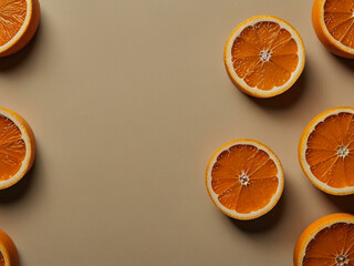 Fresh orange slices on neutral background