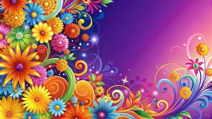 Vibrant Floral Swirls Background, swirly florals, colorful art