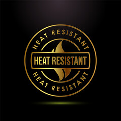 Heat resistant icon design illustration, Heat resistant label sign symbol in gold color style