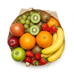 shopping bag with groceries isolated